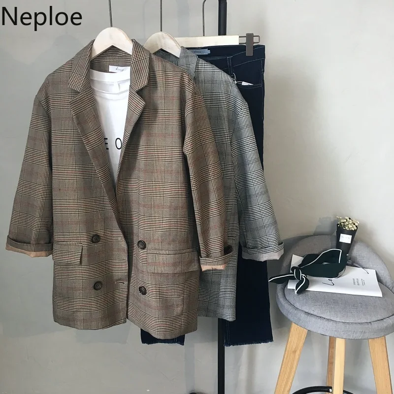 Neploe корейский Ретро клетчатый женский маленький костюм куртка Осень Новый