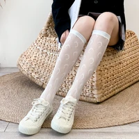 new mesh long socks women transparent thin moon stockings high knee socks girls elastic fishnet socks leg female dress calcetine