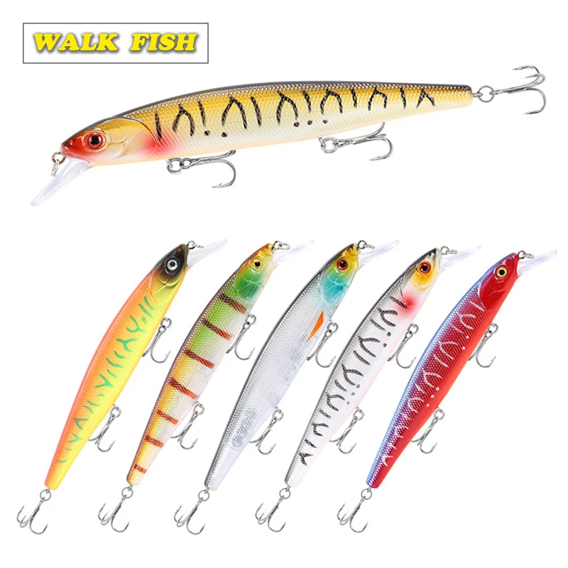Walk Fish приманка в виде гольяна с объемными глазами 140 мм 23 г рыболовная крючком