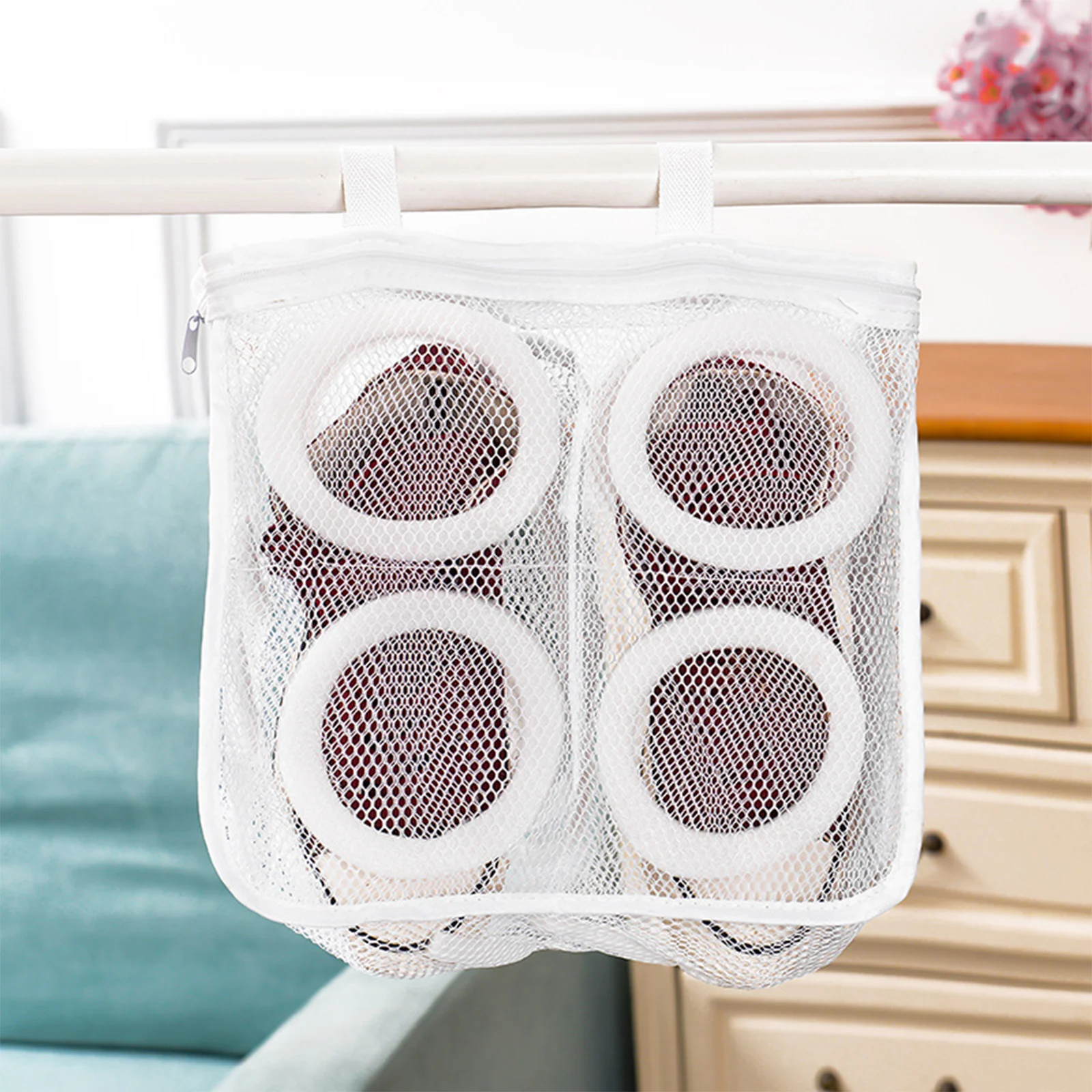 

Portable Laundry Bag Shoes Organizer Bag Hanging Dry Mesh Laundry Bag Home Using Underwear Bra Clothes Washing Net Laundry Bags