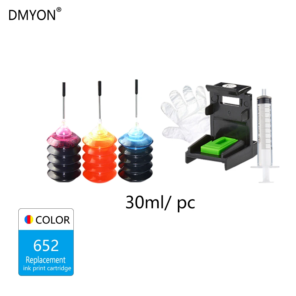 DMYON 652XL Трехцветный чернильный картридж Замена для hp 652 с чернилами Deskjet 1115 1118 2135 2136
