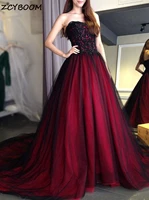wine red prom dress 2021 women formal party vestidos de gala a line tulle elegant beads sequins graduation long evening gowns