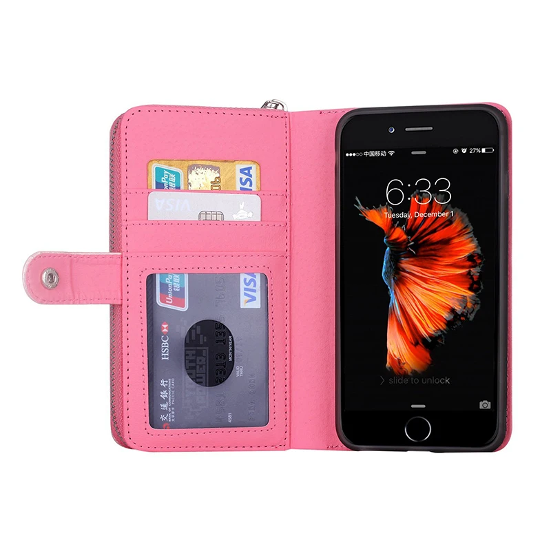 Weave Zipper Cash Slot PU Leather Wallet Case Cover for iphone X XS Max XR 8 7 6 6S Plus |