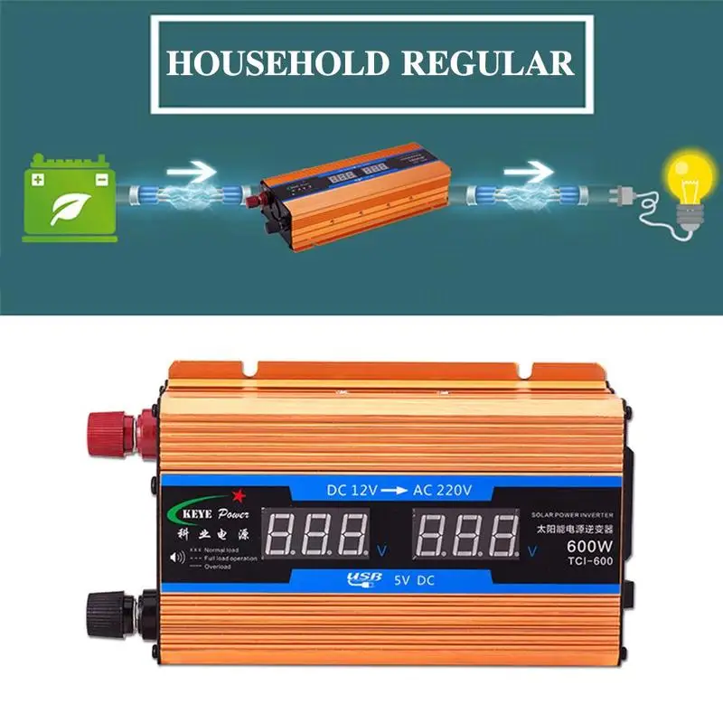 

Pure Sine Wave Inverter DC 12v/24v To AC 110V/220V 600W 1200W Voltage Transformer Power Converter Solar Car