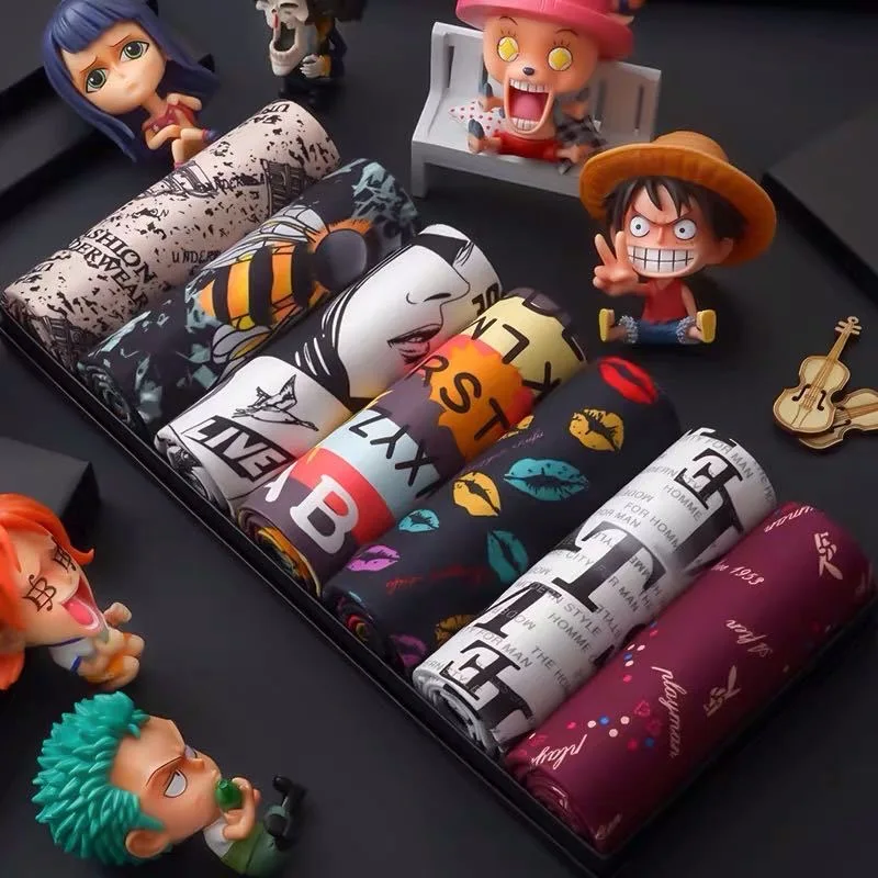 7PCS/Lot Men'S Underwear Men'S Boxer Pants Modal Lightweight Comfortable Breathable Print Men'S Mid-Waist Boxer Boxer Mail Pouch