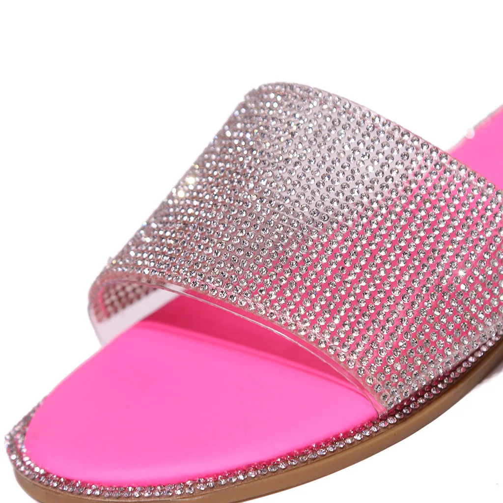 Женские пляжные шлепанцы на платформе вечерние туфли с кристаллами летние