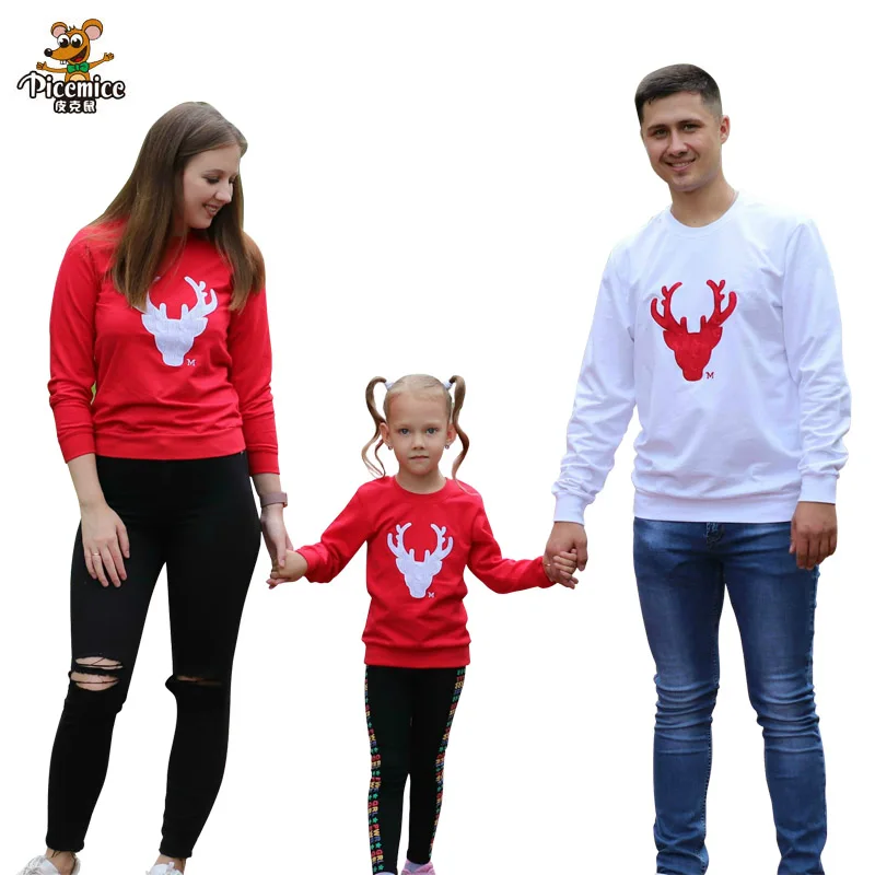 

New Year Christmas Family Clothing Deer Family Look Mother Daughter Father Son Cotton Boy Girl Shirt Family Matching Outfit