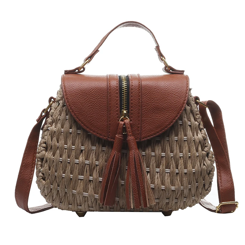 

Women Tassel Wicker Crossbody Bag Luxury high quality straw Artificial weaving Designer Casual Beach Summer Crossbody Bag