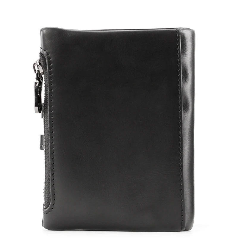 

PI UNCLE Men's Brand Leather Short Wallet RFID Anti-Theft Brush Thin Zipper Wallet Soft First Layer Leather