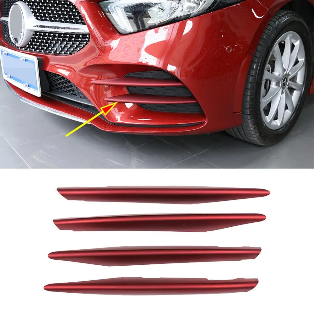 

Matte Red ABS Stickers Front Fog Lamp Strips Intake Grille Slats Trim for Mercedes Benz A Class W177 A180 A200 2019 Accessories