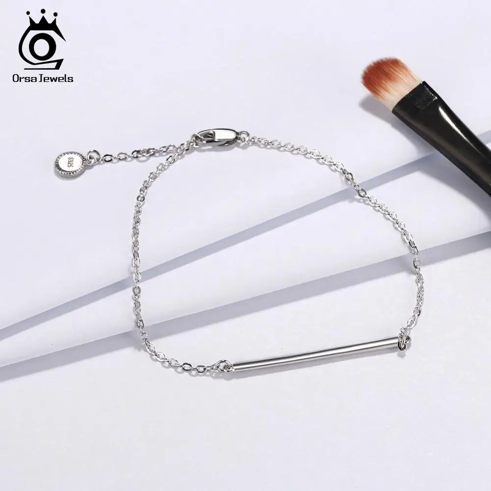 ORSA JEWELS, женские браслеты из серебра 925 пробы, идеальная полировка, простой дизайн, браслет-цепочка, Модные женские ювелирные изделия SB23