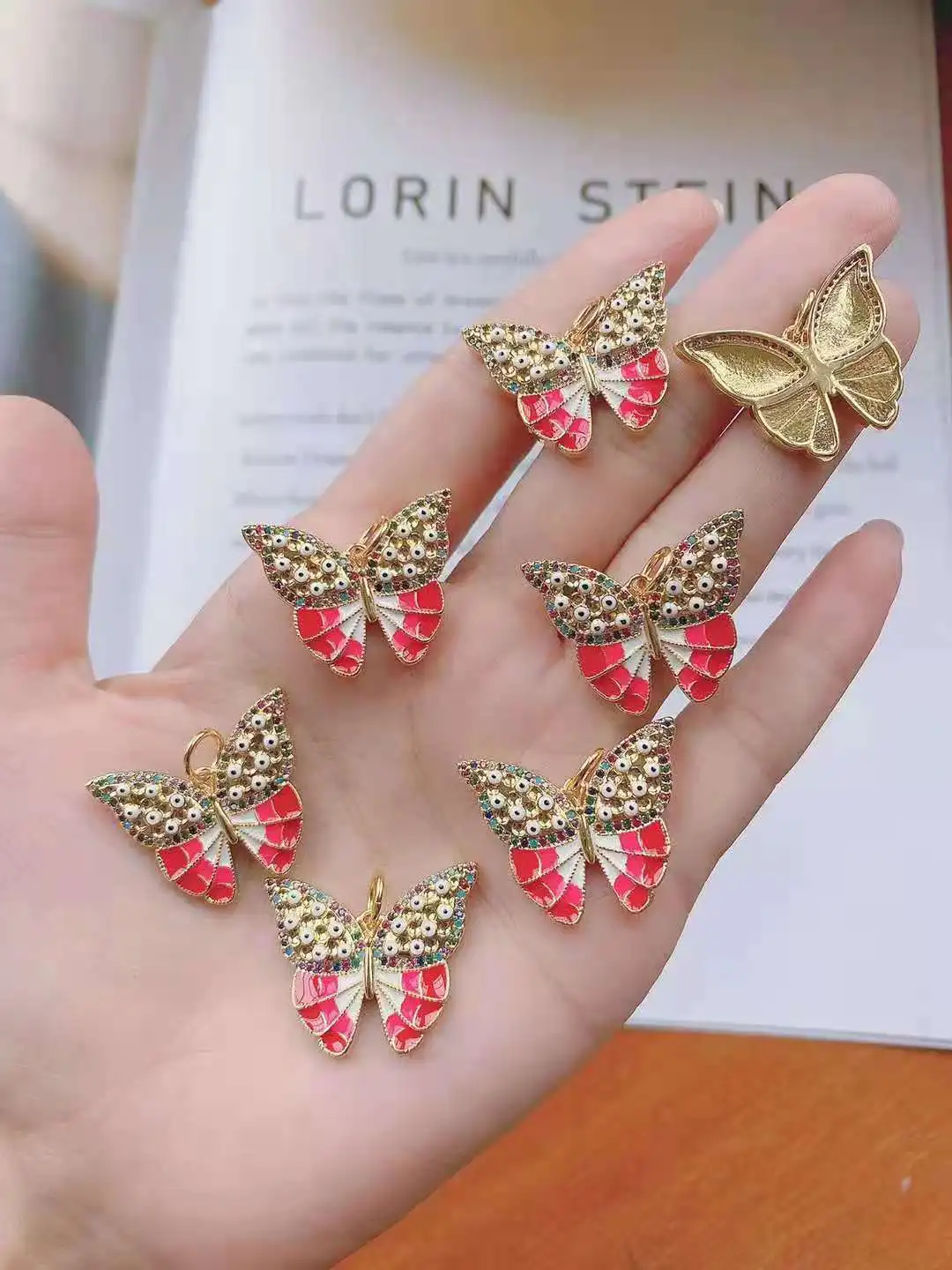 

5PCS, Enamel Hip hop Necklace Pendant For Women Jewelry Making Butterfly Shape Pendants Supplies