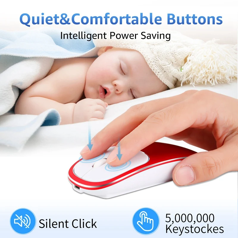 2 4G перезаряжаемая беспроводная мышь USB Type-C Бесшумная красная | Компьютеры и офис