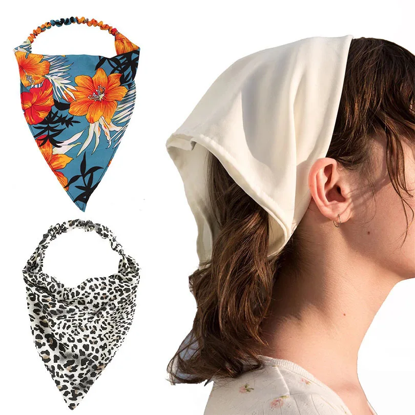 

Fashion Floral Leopard Headband for Women Girls Triangle Elastic Bandanas Turban Hair Band Hair Accessories Hairband Headwrap