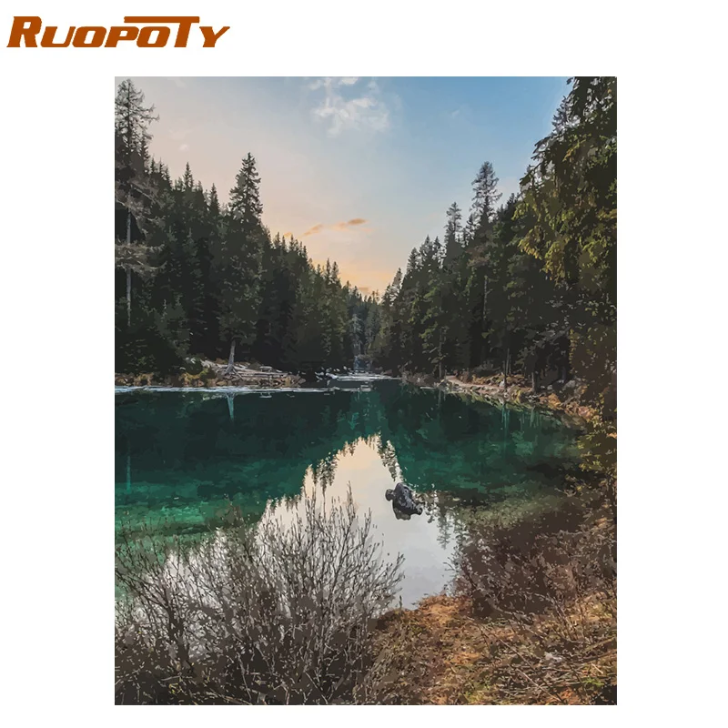 190820-12 Ruopoty рамка Diy Краска ing по номерам Бабочка Животные Современная Настенная живопись холст Рисование акриловая краска по номерам для домашний декор - Цвет: 190820-12