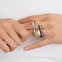 fashion women fluorescent enamel ring gold color neon enamel full finger jewelry