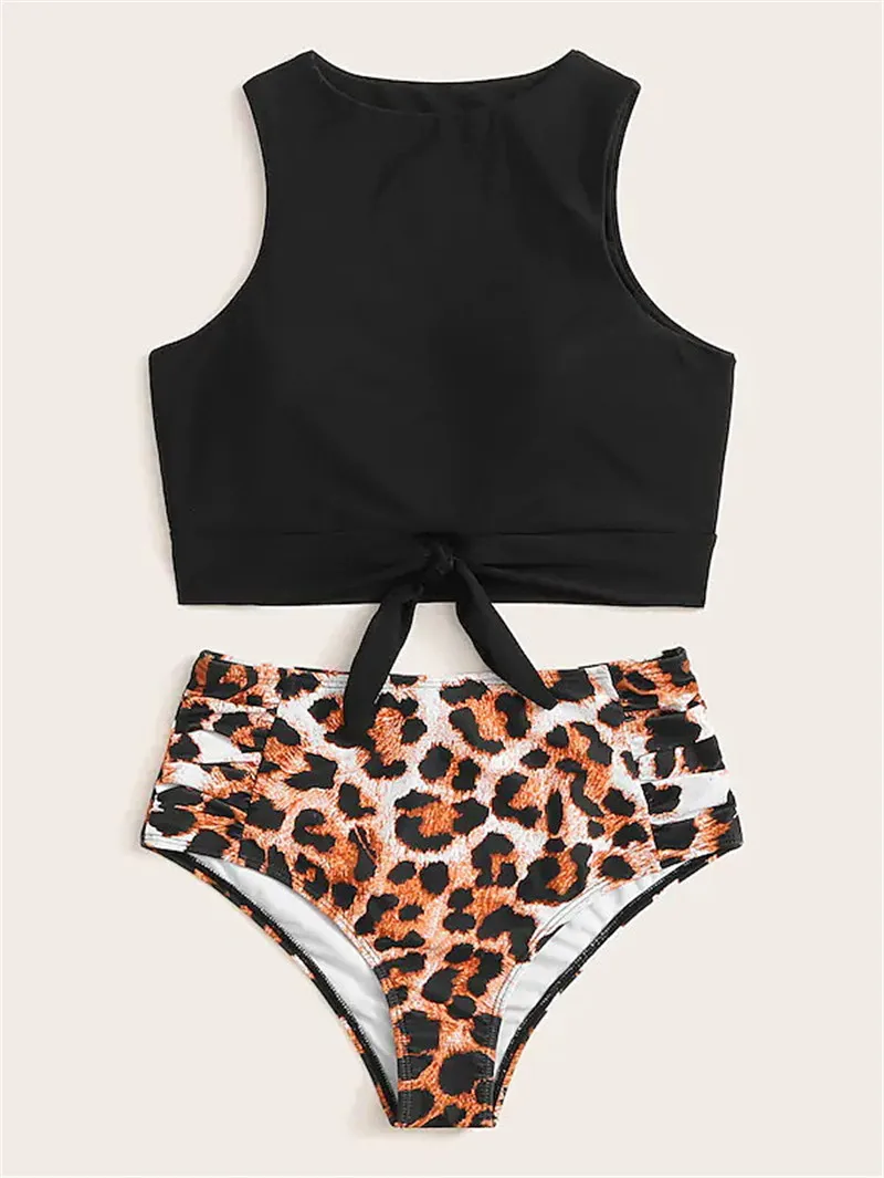 

Annilove Sexy Leopard Bikini Set Women Swimsuit High Waist Swimwear Summer Beach Wear Female Swimwear Women Biquini