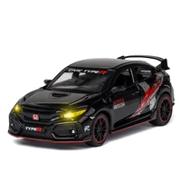 diecast sport car hot 132 scale wheels honda civic hatchback type r metal model with light sound pull back vehicle alloy toy