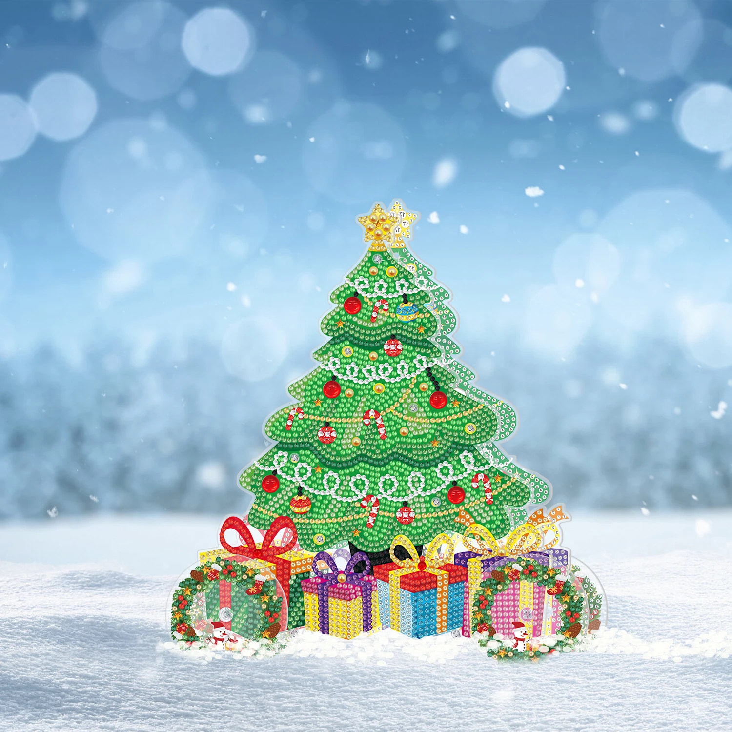 

5D DIY Special Shaped Diamond Painting Three-dimensional Car Ornaments with LED Light Window Curtains Pendant Home Decorate