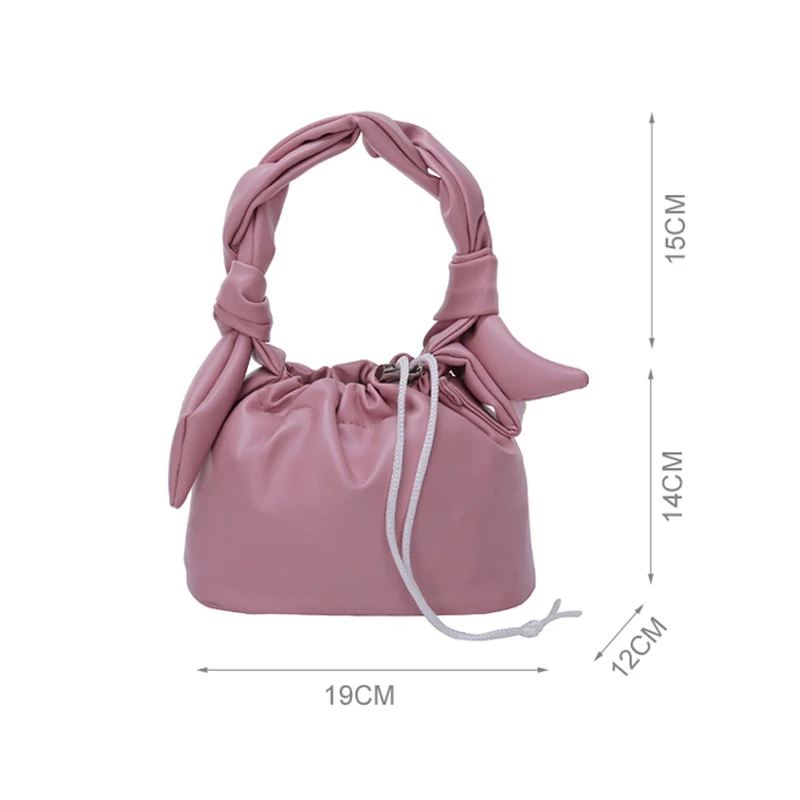YOUSE Fashion Cloud Texture Pleated Shoulder Bucket Bag For 2021 Women Casual PU Leather Women Drawstring Crossbody Handbags