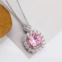 925 sterling silver female classic necklace chain 9mm cushion crystal stone white zircon necklace for women wedding jewelry