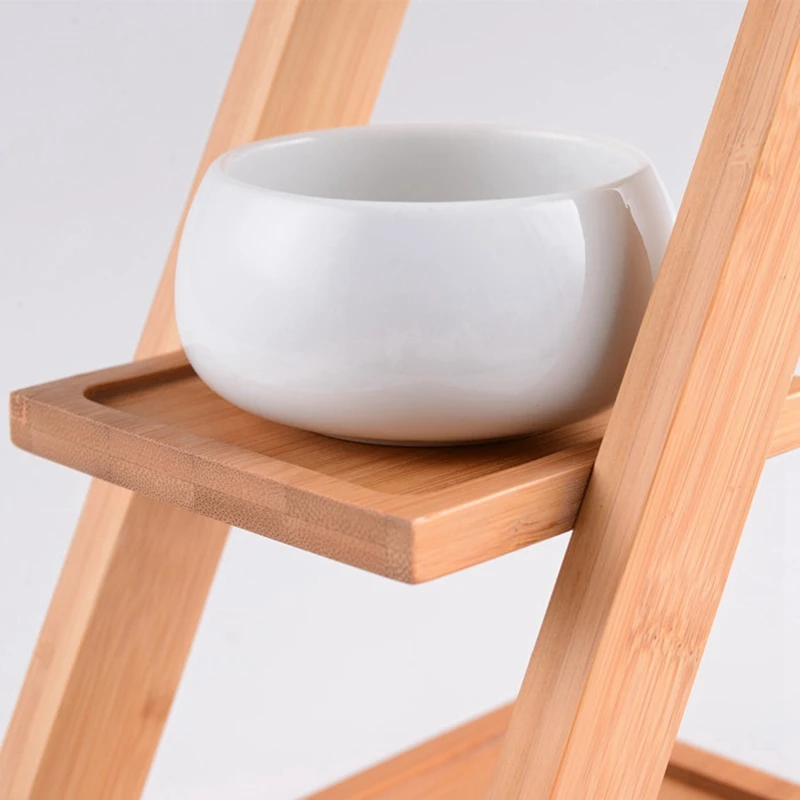 Суккулентная плантатор бамбук растение стенд полка вмещает 3 цветочный горшок