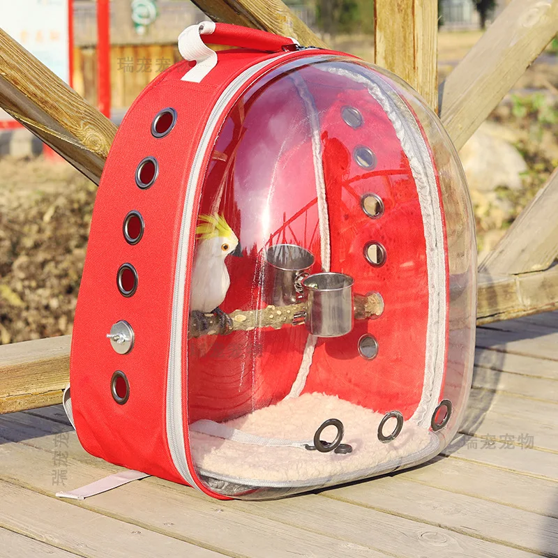 

Bird bag parrot out backpack Starling Xuanfeng small sun transparent cage portable pet space bag bird toys cage parrot toys
