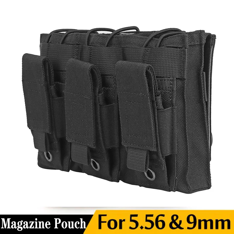 

Tactical Molle Double Triple Magazine Pouch Open Top Airsoft 5.56mm 9mm Mag Bag Glock M4 M14 AK Rifle Pistol Mag Holster Pocket
