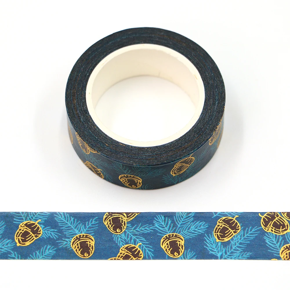 

10pcs/Lot 15mm x 10m Pine Needles Gold Foil Pine Cone Washi Tape Scrapbook Paper Masking Adhesive Christmas washy tape
