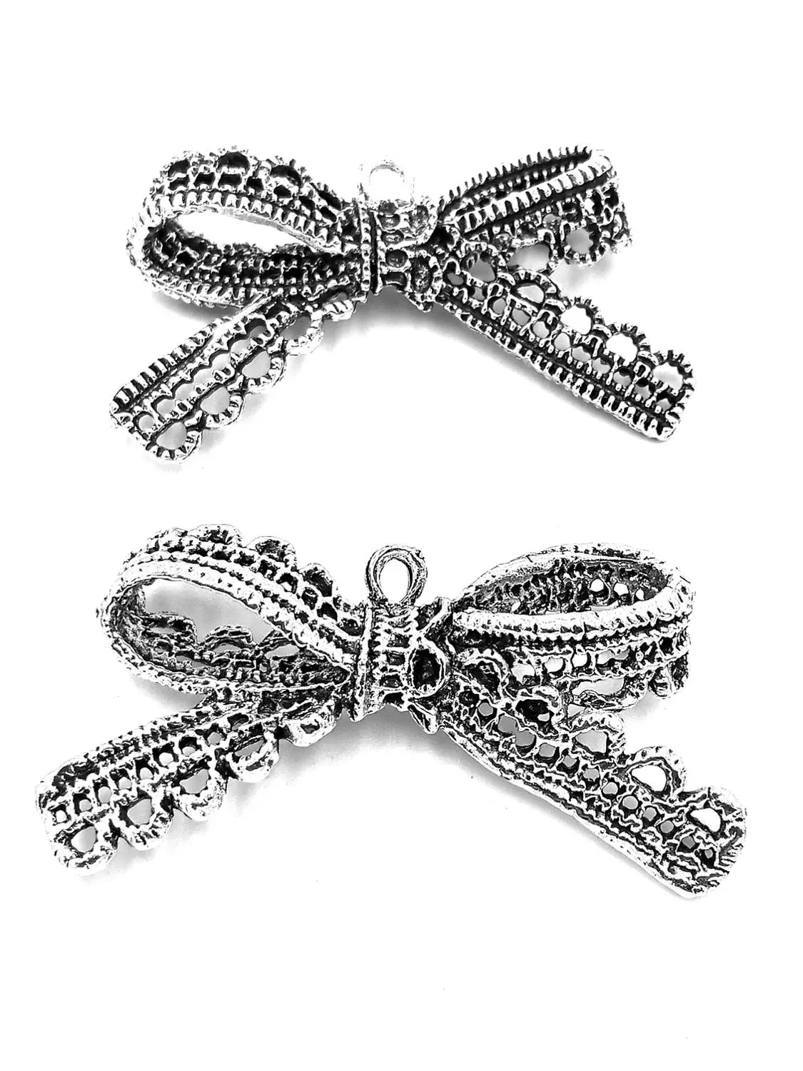 

10 шт. Подвески с бантиком Кулон 44x23 мм античный серебряный орнамент аксессуары для изготовления ювелирных изделий DIY базовый материал