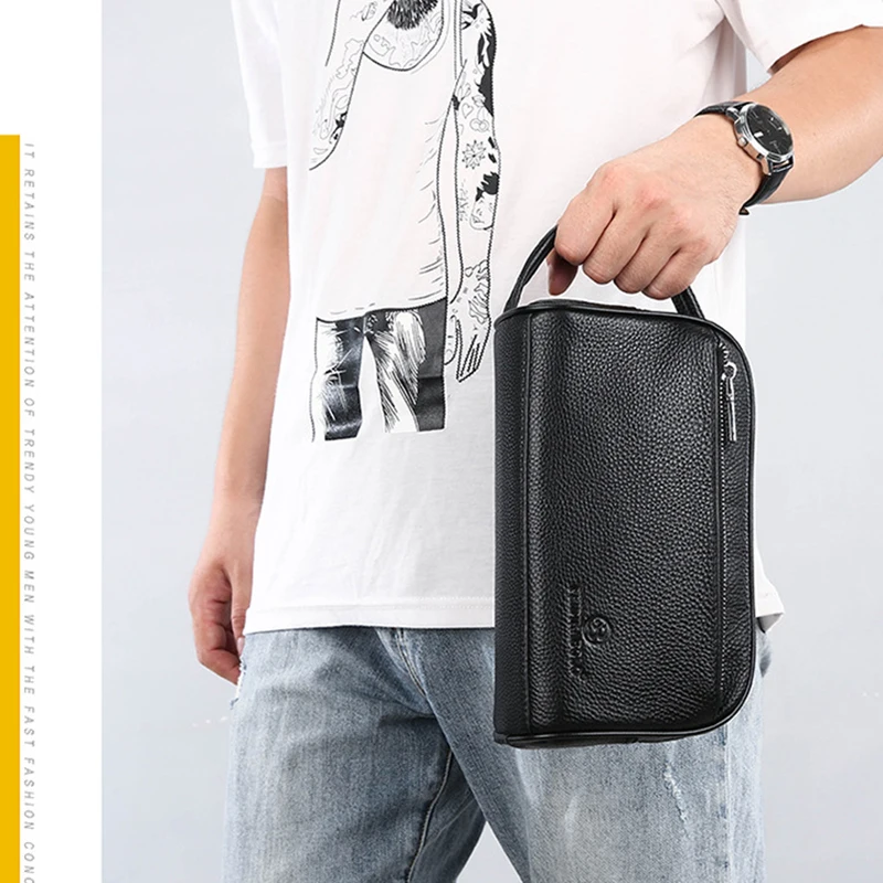 Многослойный клатч на двойной молнии для мужчин деловой бумажник маленькая