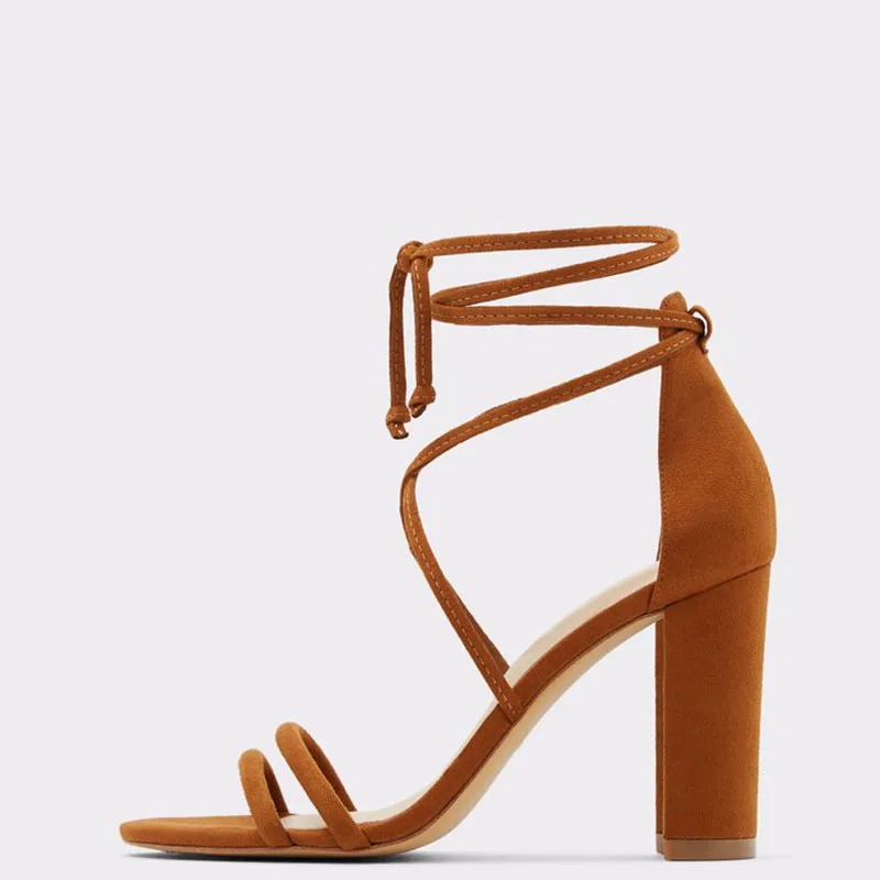 Murah Kuning Ular Cetakan Tinggi Chunky Heels Wanita Sandal Terbuka Toe Renda Ukuran Besar 14 15 Wanita Musim Panas Fashion Seksi Sepatu Shofoo