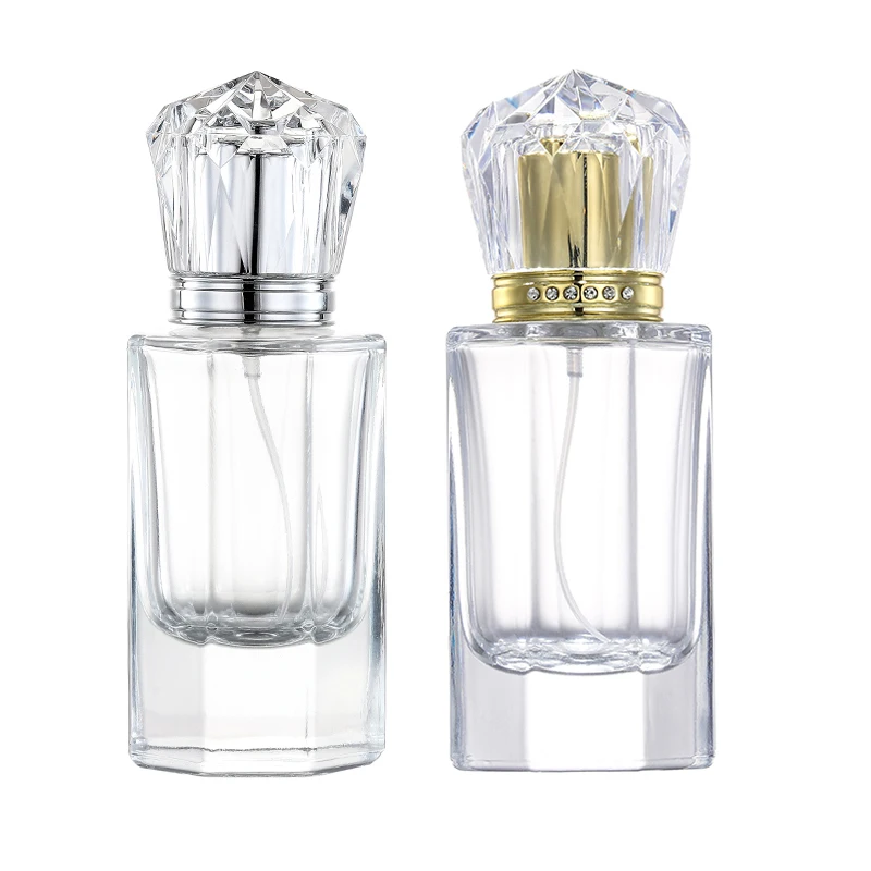 

Nbyaic 50pcs High-end round glass bottle 50ml perfume sub-packaged gold and silver crown diamond cap spray bottle empty bottle
