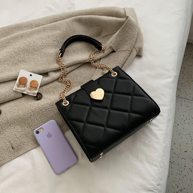 

Pure Color Women's Chain Bucket Bags Shoulder Ladies Sequin For Female Purses And Handbags Crossbody PU Leather Bolsa Feminina