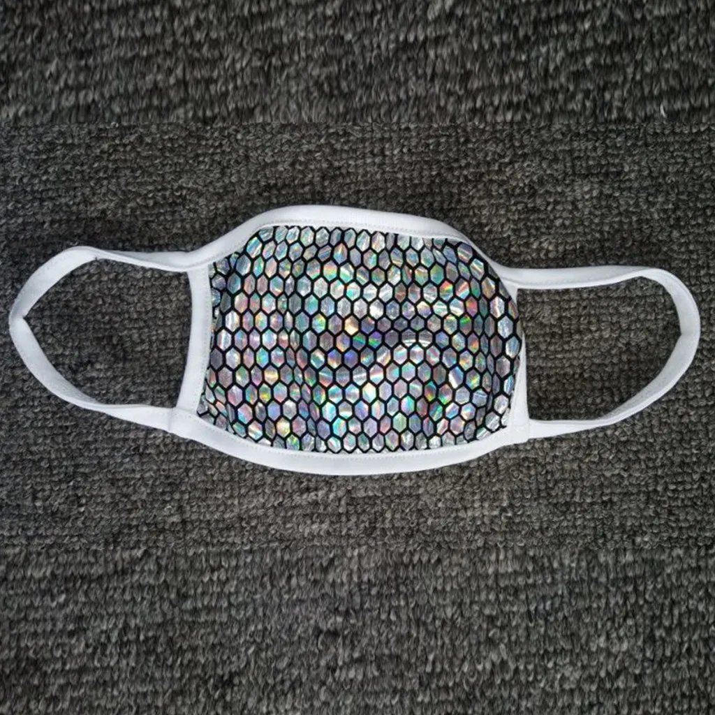 

Adult Unisex Mask Outdoor Dustproof Washable Reusable Windproof New Design Flash Sequins Metal Night Club Party Mask Mascarillas