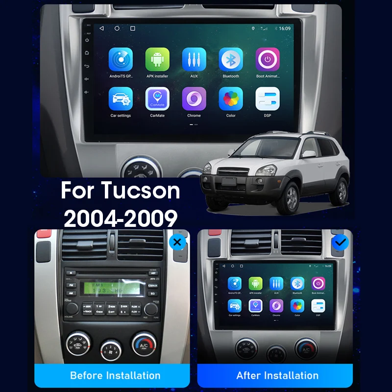 Автомагнитола JMCQ 2 Din Android 10 мультимедийный видеоплеер для Hyundai Tucson 2004 2009 GPS