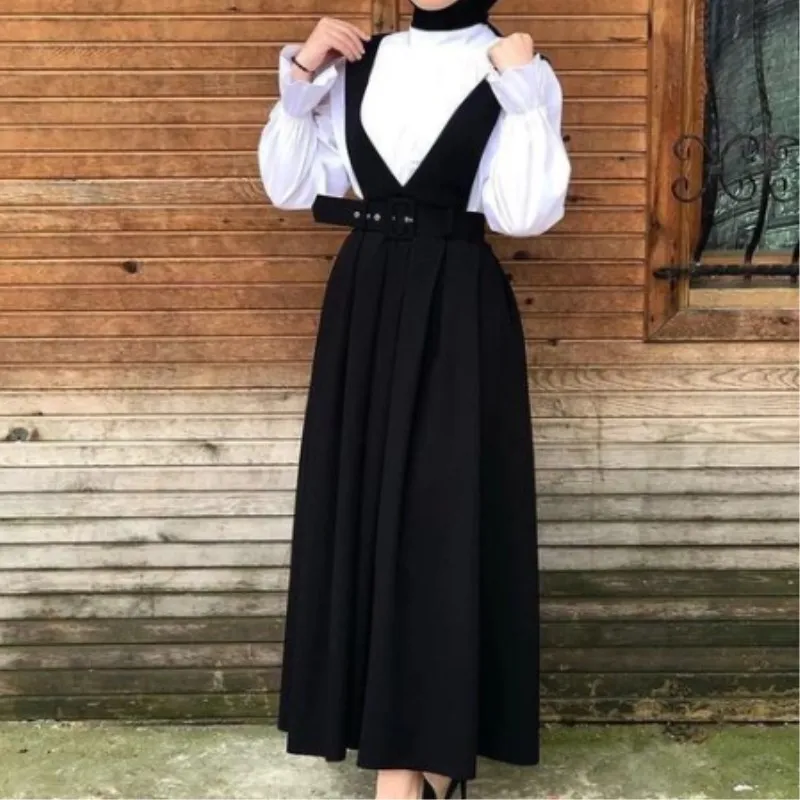 

جديد 2021 عربيّ الشرق الأوسط تركيا نمط إمرأة حزام سير ثوب مسلم بنت ثوب أسود التنورة