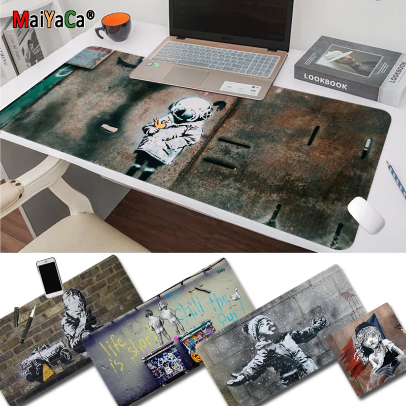 

MaiYaCa уличное искусство Граффити Бэнкси Новинка игровой Настольный Ноутбук резиновый коврик для мыши Размер для CSGO игровой Настольный ПК ко...