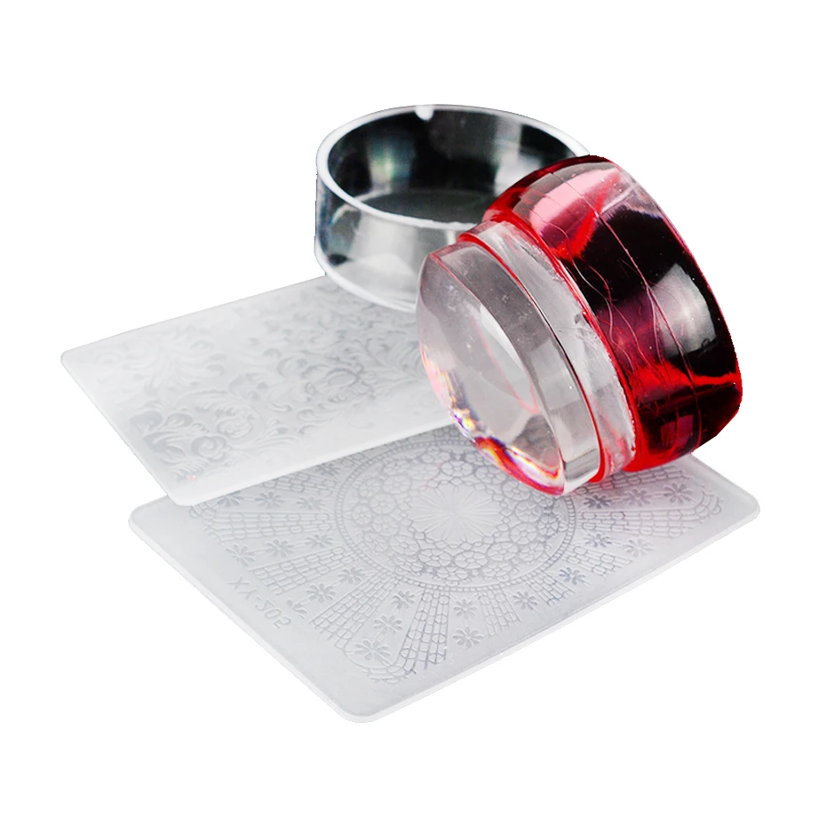 

1set Easy-French Nail Stamper Monocle Clear Jelly Print Silicone Transfer Print Scraper Nail DIY Template Stamping