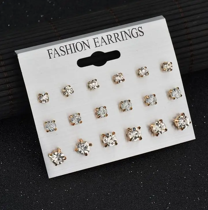 Набор минималистичных смешанных небольших сережек простые геометрические