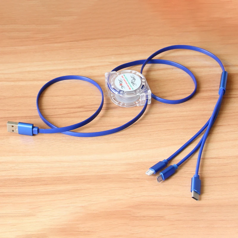 Новый Выдвижной 3 в 1 зарядный кабель для iPhone Samsung Huawei Xiaomi Регулируемый Micro USB Type C