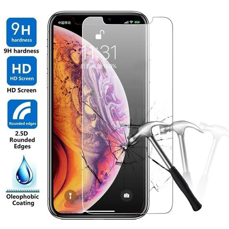 2 шт. закаленное стекло для iPhone 12 Mini 11 Pro Max X XS MAX XR 7 8 Plus прозрачная защитная пленка