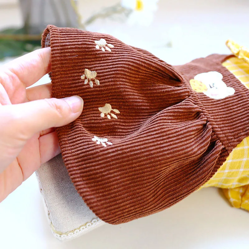 Милое Платье для кошек и собак клетчатая футболка с круглым вырезом Вельветовая