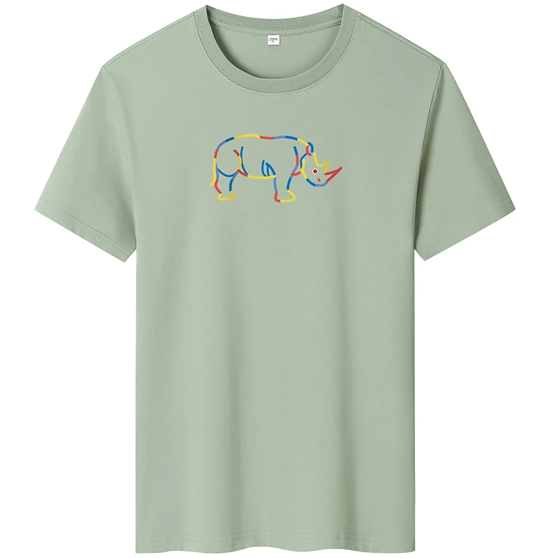 

2021 New Brand Round Neck T Shirts Fishbone Print White 100% Cotton T-shirts Summer Comfortable Big Size Men's Teeshirts