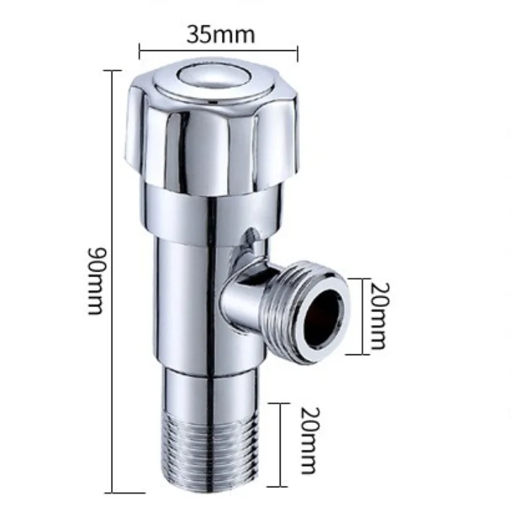 

200pcs Universal G1/2 Thread Triangle Valve Plating Angle Valve Thickened Large Flow Filling Valves for Toilet kitchen hot