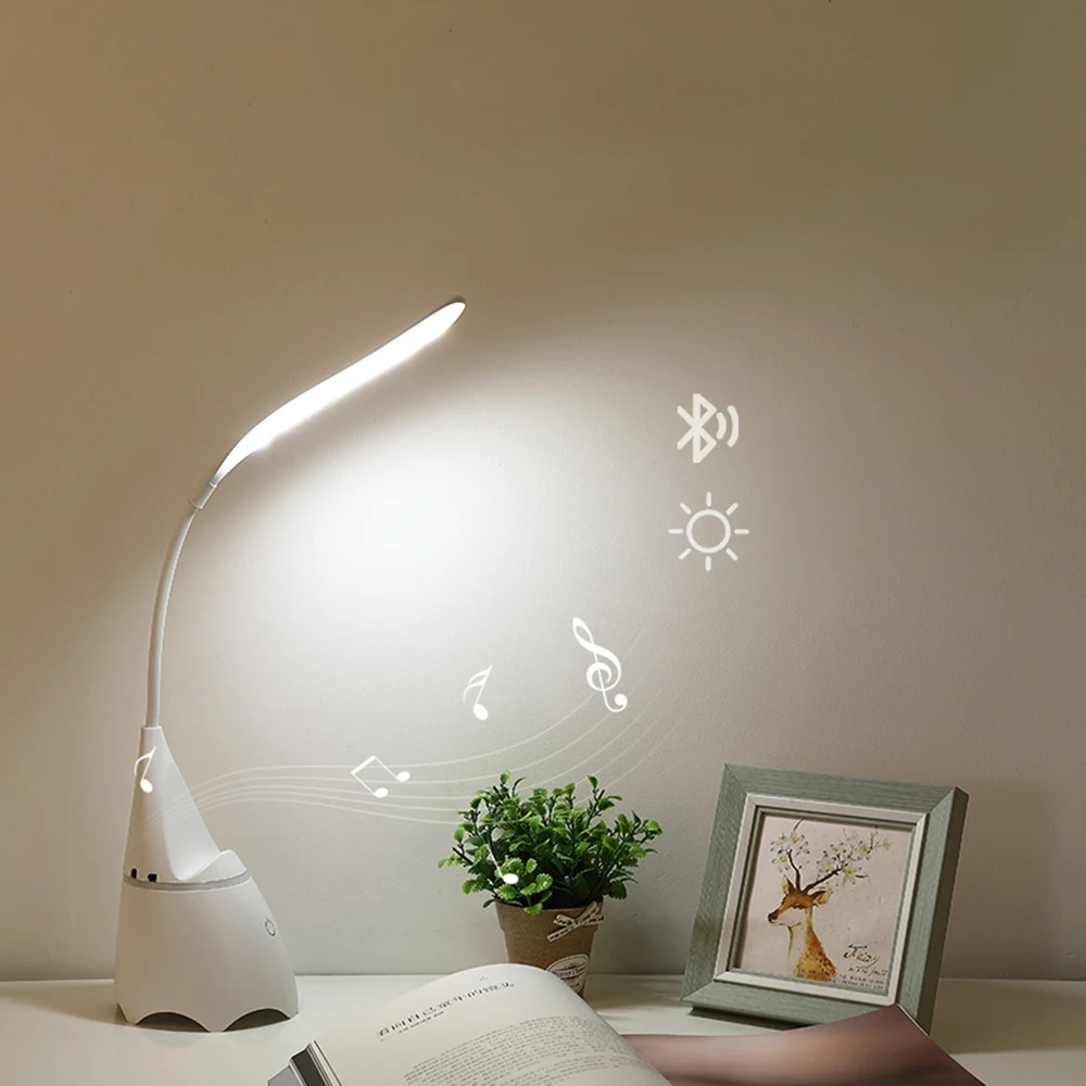Becostar LED Desk Lamp 6W Table with USB Charging Bluethooth Speaker led Reading Light Stepless Dimming | Лампы и освещение