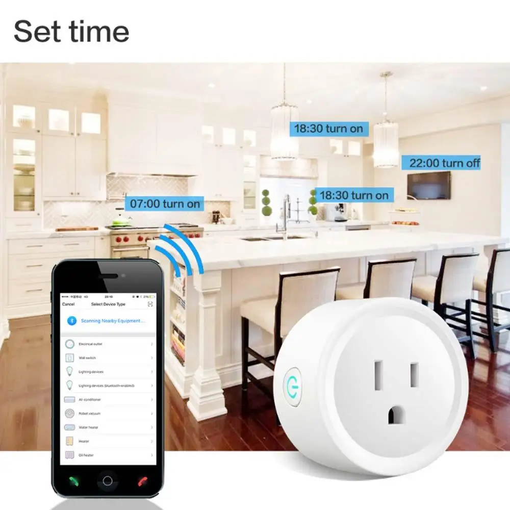 

Умная розетка с умным домом, 10 А, Wi-Fi, 100-240 В