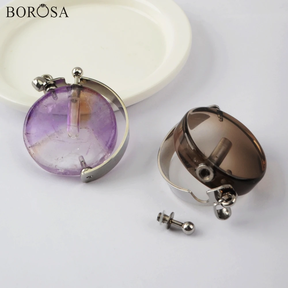 BOROSA Round Perfume Bottle Pendant Diffuser White Quartz Essential Oils Amazing Necklace Women Jewelry WX1304 | Украшения и