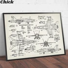Самолет ВВС F18 Hornet, патентные принты, плакат самолета, схема истребителя, Художественная Картина на холсте, пилот, подарок, домашний декор
