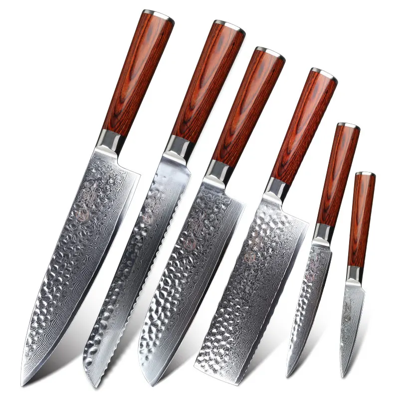 YARENH 3-6PCS Professional Chef Knife Set - Damascus Steel Kitchen Knives Sets Meat Vegetable Cooking Tools Pakkawood Handle | Дом и сад